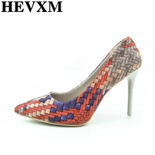 Hevxm/Новые туфли-лодочки женская обувь Демисезонный в национальном стиле ретро плед Каблучки с острым носком тонкие туфли Для женщин Asakuchi карьера
