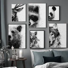 Orso Lupo Deer Panda Tigre Procione Animale di Arte Della Parete della Tela di Canapa Pittura Nordic Poster e Stampe di Immagini A Parete Per Soggiorno decor