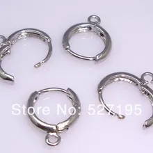 Серьги-Обручи с родиевым покрытием. Крючки для сережек, 16 мм x 14 мм, фурнитура для сережек