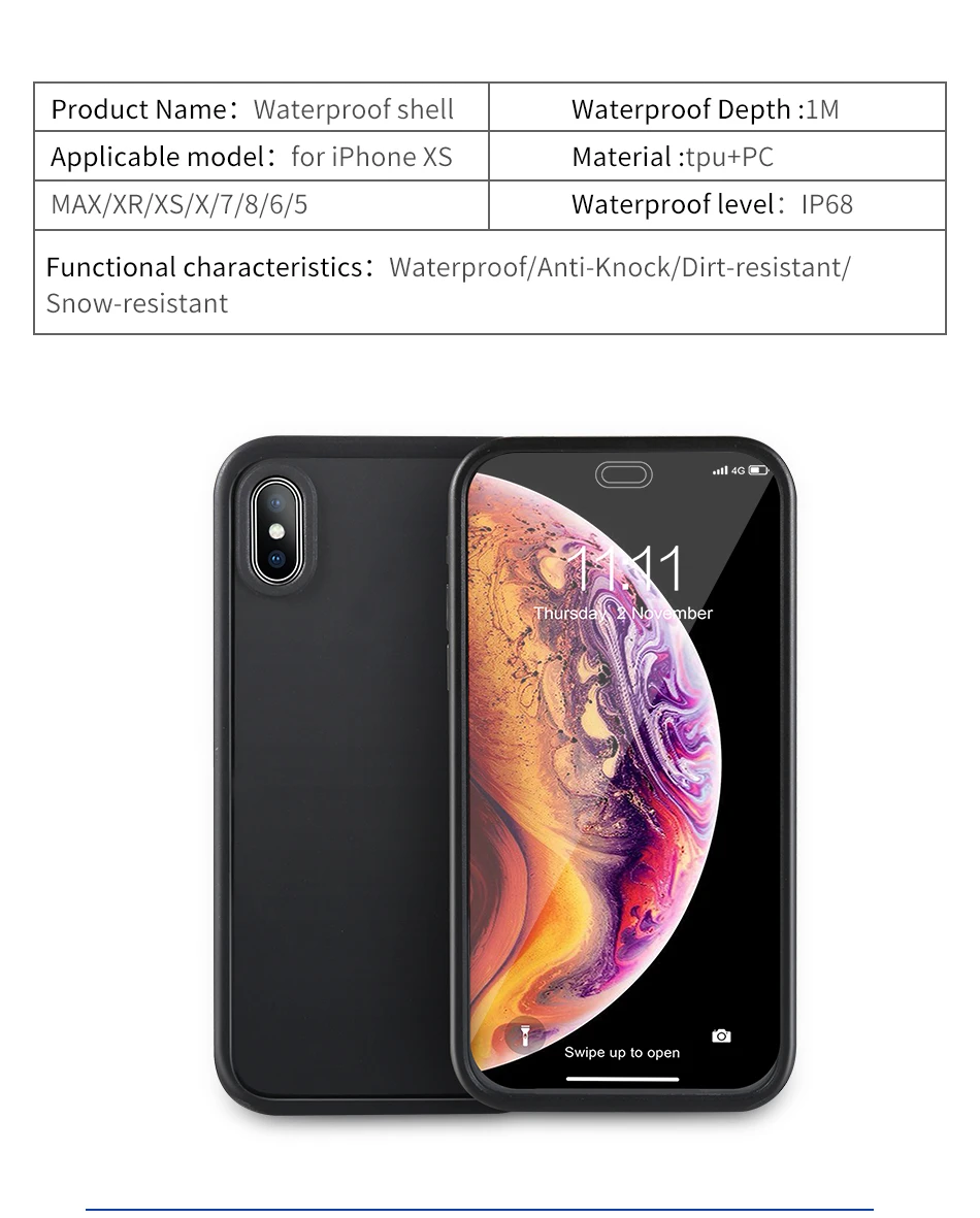 iphone 11 clear case IP68 מקרה עמיד למים עבור iPhone X XR XS מקסימום 8 7 6 6S בתוספת כיסוי עמיד הלם הצלילה מתחת עבור iPhone 11 12 פרו SE 2022 phone cases for iphone 11
