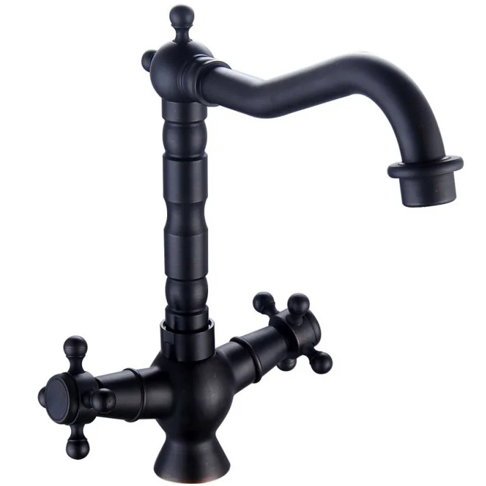 

360 degree rotate spout dual handle sink faucet for lavatory -oil rubbed bronze YM-052