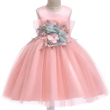 Детское платье без рукавов в Корейском стиле с цветочной аппликацией для дня рождения, свадьбы, крестин, подростков, девочек, платье для выпускного вечера