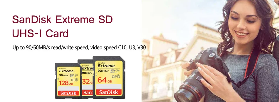 Sandisk Extreme 32gb 90 МБ/с. sdhc uhs-i card 64 Гб Sd карта памяти sdxc карты 128 ГБ 256 карты памяти sd интеллектуальный контроллер с DVD картой памяти memoria для цифровых зеркальных фотокамер