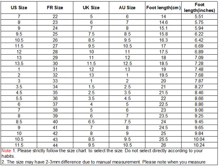 Size chart