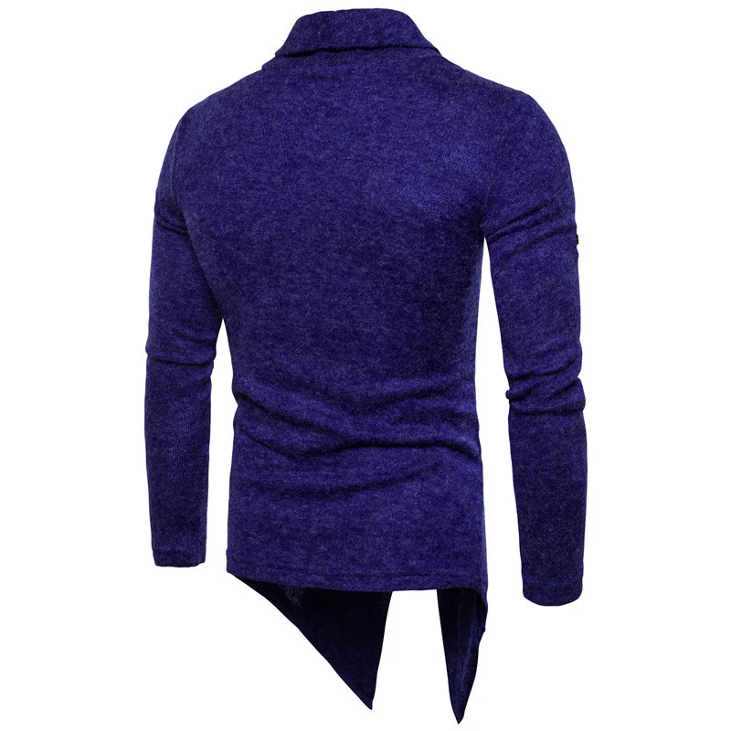 Зимний свитер мужской сплошной цвет поддельный Двухсекционный шаль свитер мужской тонкий свитер с длинным рукавом o-образным вырезом мужской искусственно Состаренный свитер