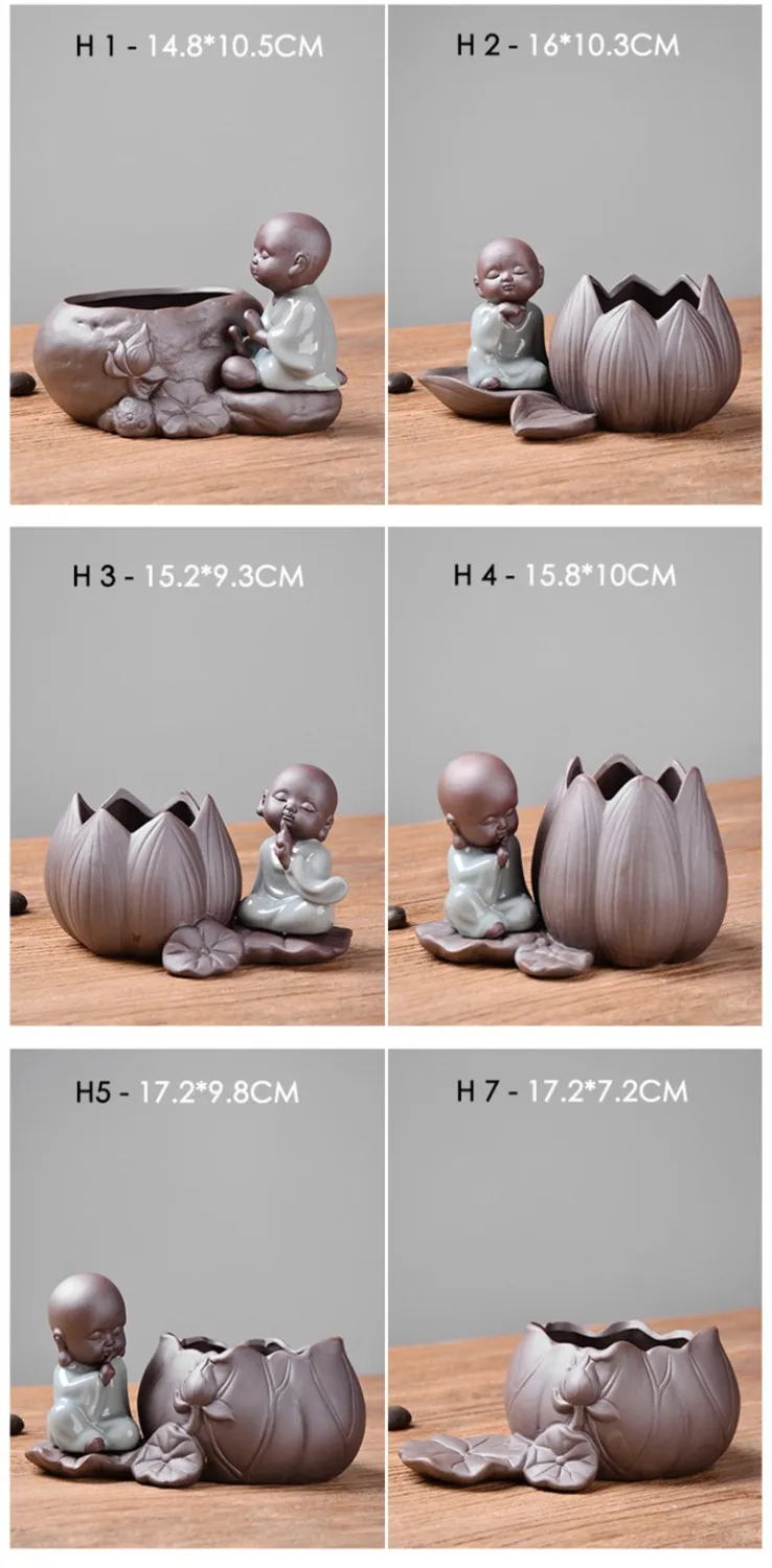 NOOLIM Zen маленький монах керамическая гидропонная зеленая ваза для растений