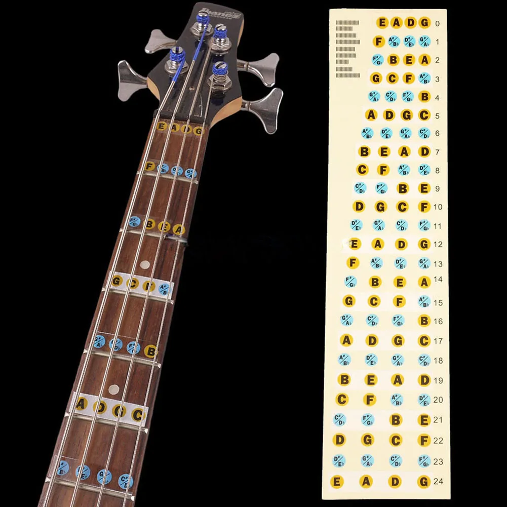 2 шт. Гитары Стикеры Гитары ra гриф Наклейки бас гриф Весы примечание этикетки fret Стикеры бас практики Аксессуары для гитары