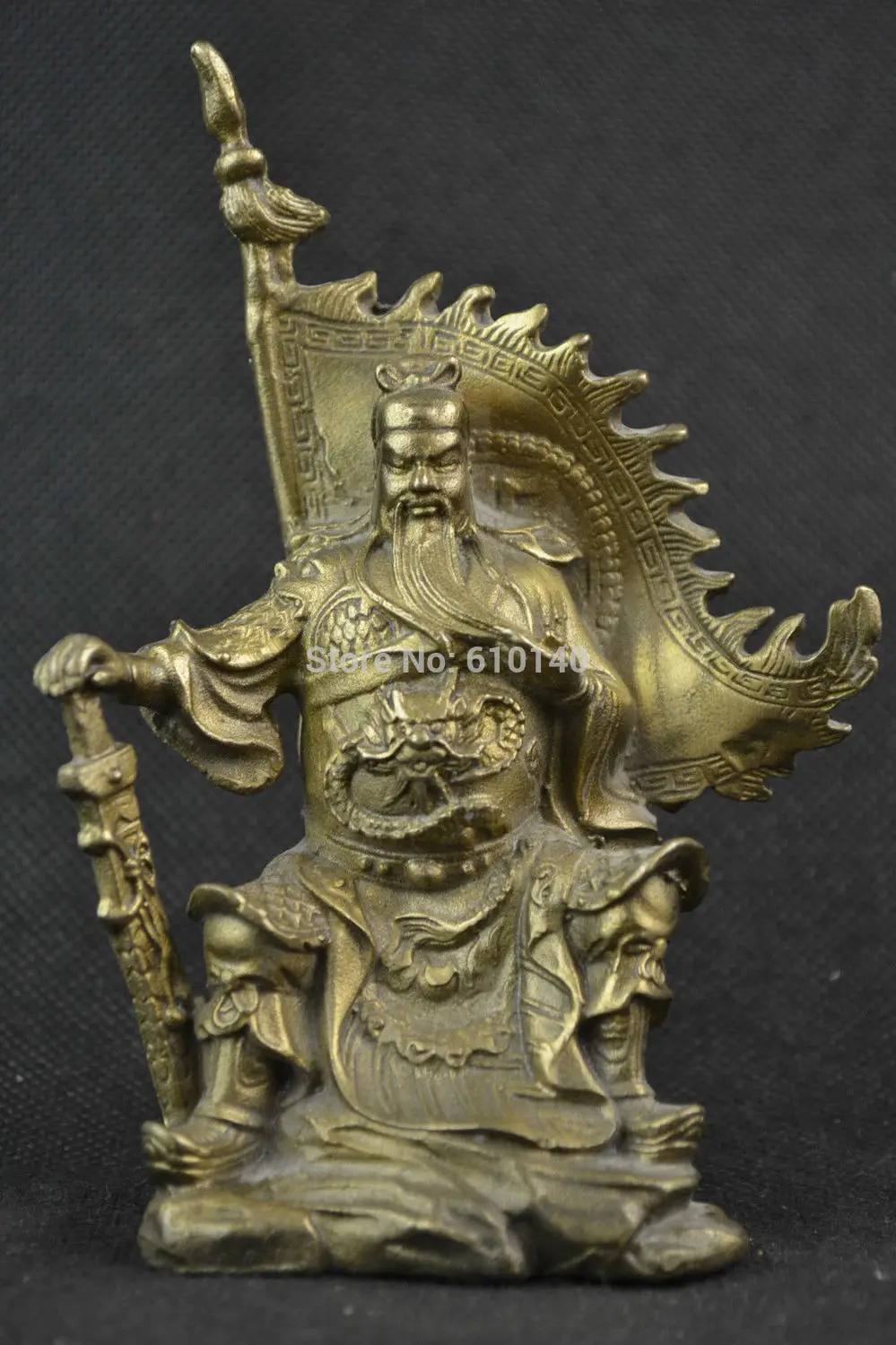 

chinese handwork copper carving three kingdoms dynasty warrior guanyu statue
