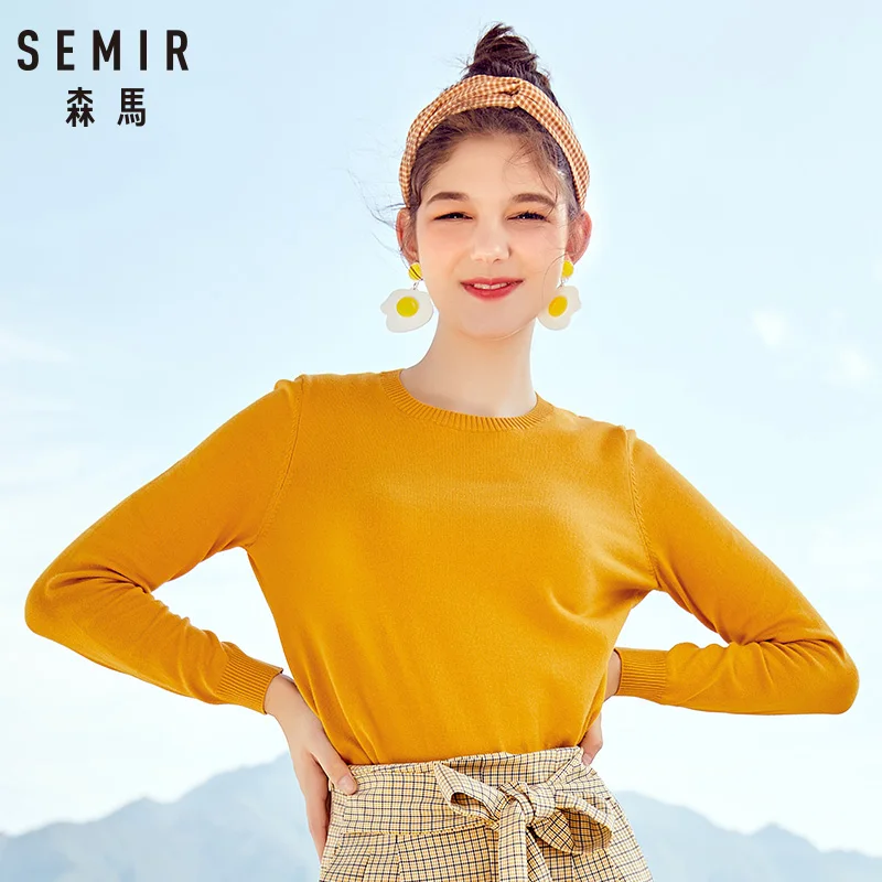 SEMIR 2018 Cashmere Knitted Sweater Women Pullovers Turtleneck Autumn Winter Basic Women Sweaters Korean Style Slim Fit Black