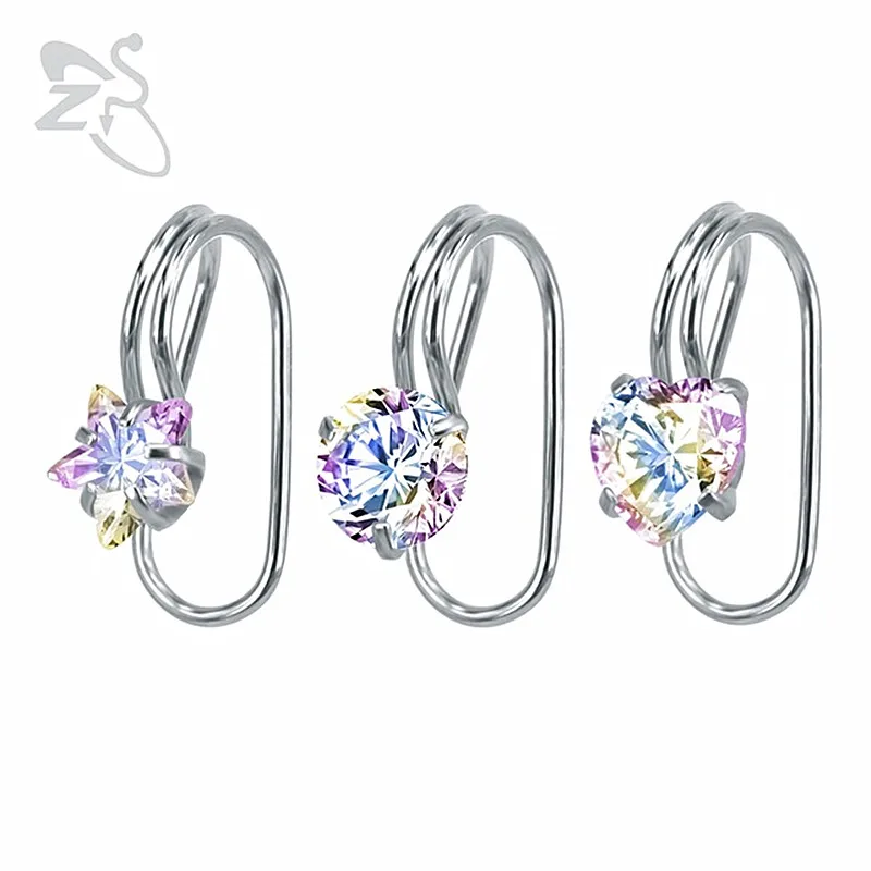 

Star Crystal Stone Ear Clip Without Piercing Surgical Steel Ear Clip On Earrings CZ Zircon Ear Cuff Earrings Clips Accessories