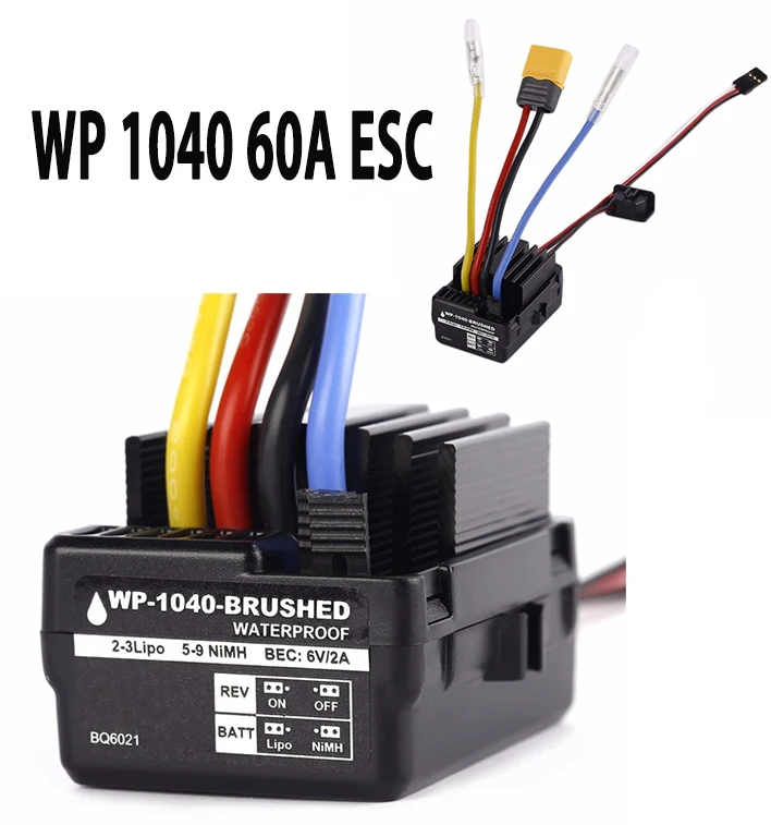 

WP 1040 60A Water-proof and Dust-proof Brushed ESC Controller for Hobbywing Quicrun Car Motor Light Weight