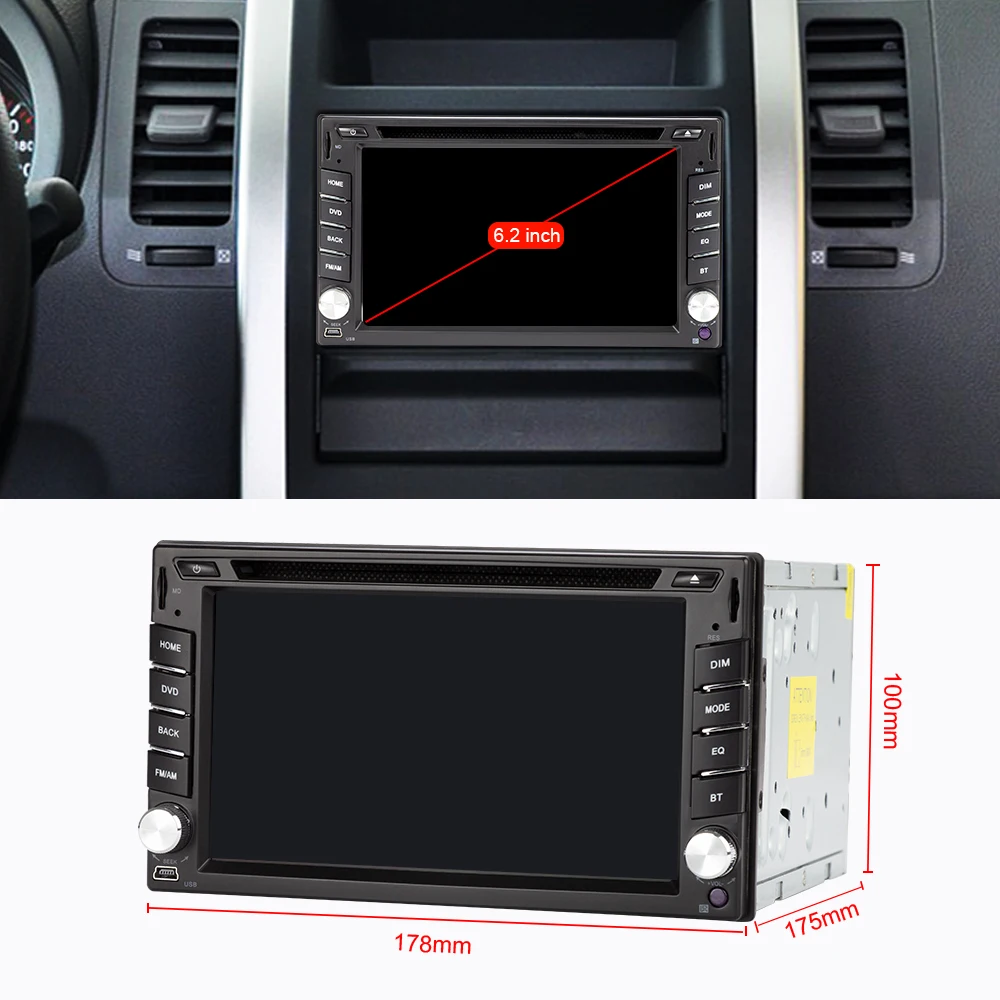 Top Eunavi 2 Din Android 8.1 TDA7851 Universal Car DVD Radio Multimedia Player Video Stereo GPS Navigation USB WIFI free camera BT 1