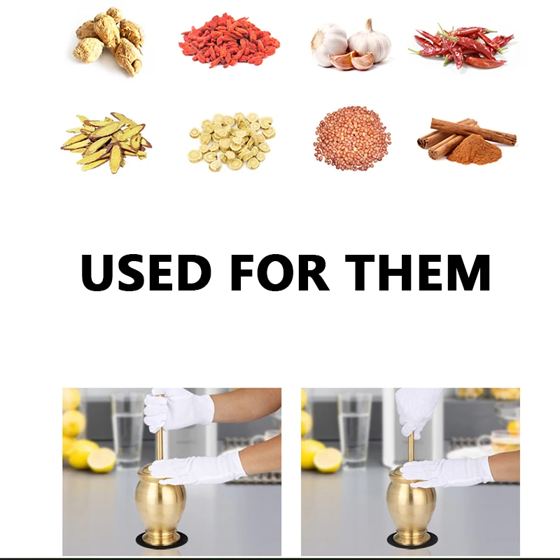 Kitchen Mortar and Pestle Set Manual Pepper Spice Salt Pepper Grinder Set Powder Spice Grinder Herb Mills & Mincers Metal Brass