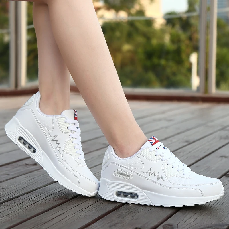 Женские кроссовки дышащие кожаные повседневные на плоской подошве|mujer zapatillas|mujer
