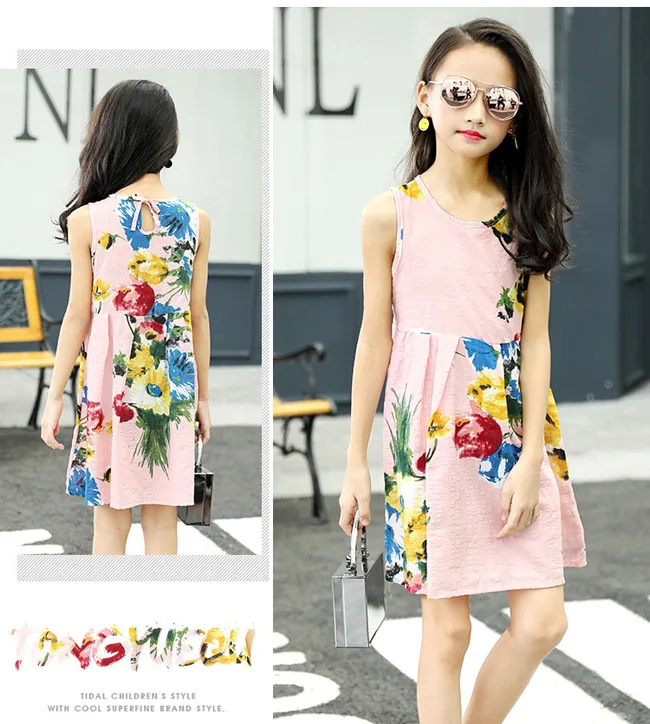 túnica praia vestido crianças crianças casual sundress