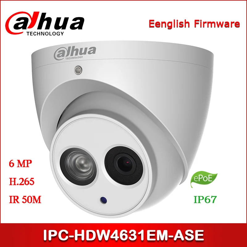 Сетевой видеорегистратор Dahua IP Камера 6MP IPC-HDW4631EM-ASE безопасности Камера камера видеонаблюдения IR сети Камера с ePOE