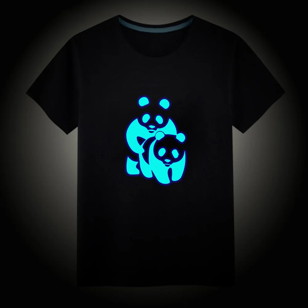 Новые светящиеся Детские футболки с рисунком панды, флуоресцентная футболка с короткими рукавами для мальчиков и девочек, детские хлопковые топы, жилет - Цвет: 15