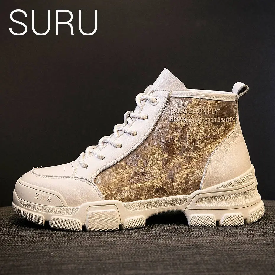 

SURU Top-high Leather Sneakers Women Casual Shoes