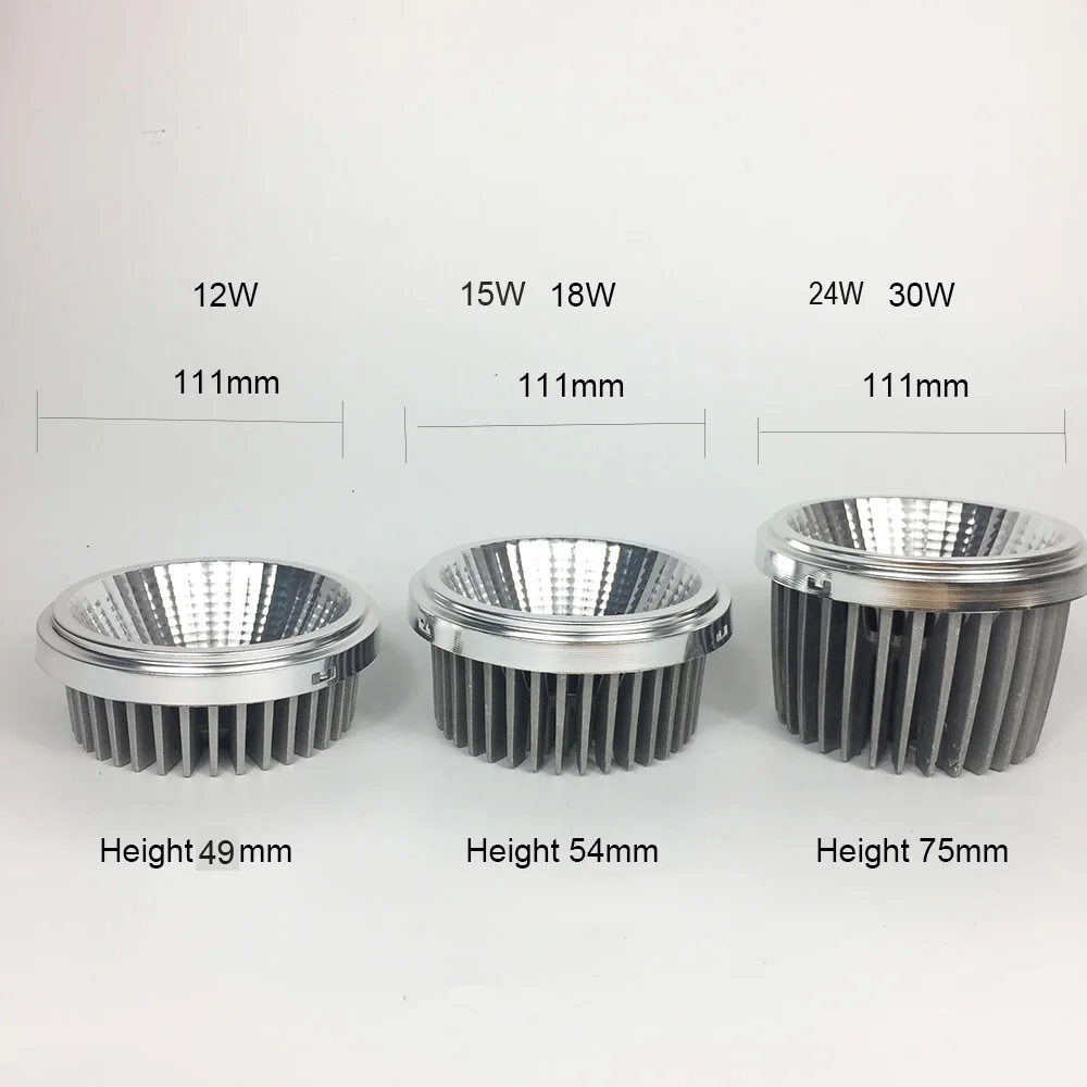 12 Вт 18 Вт 30 Вт затемняемый AR111 Светодиодный точечный светильник коммерческий светодиодный модифицированный светильник для решетки лампы корпус из алюминиевого сплава чистый AL. Отражатель