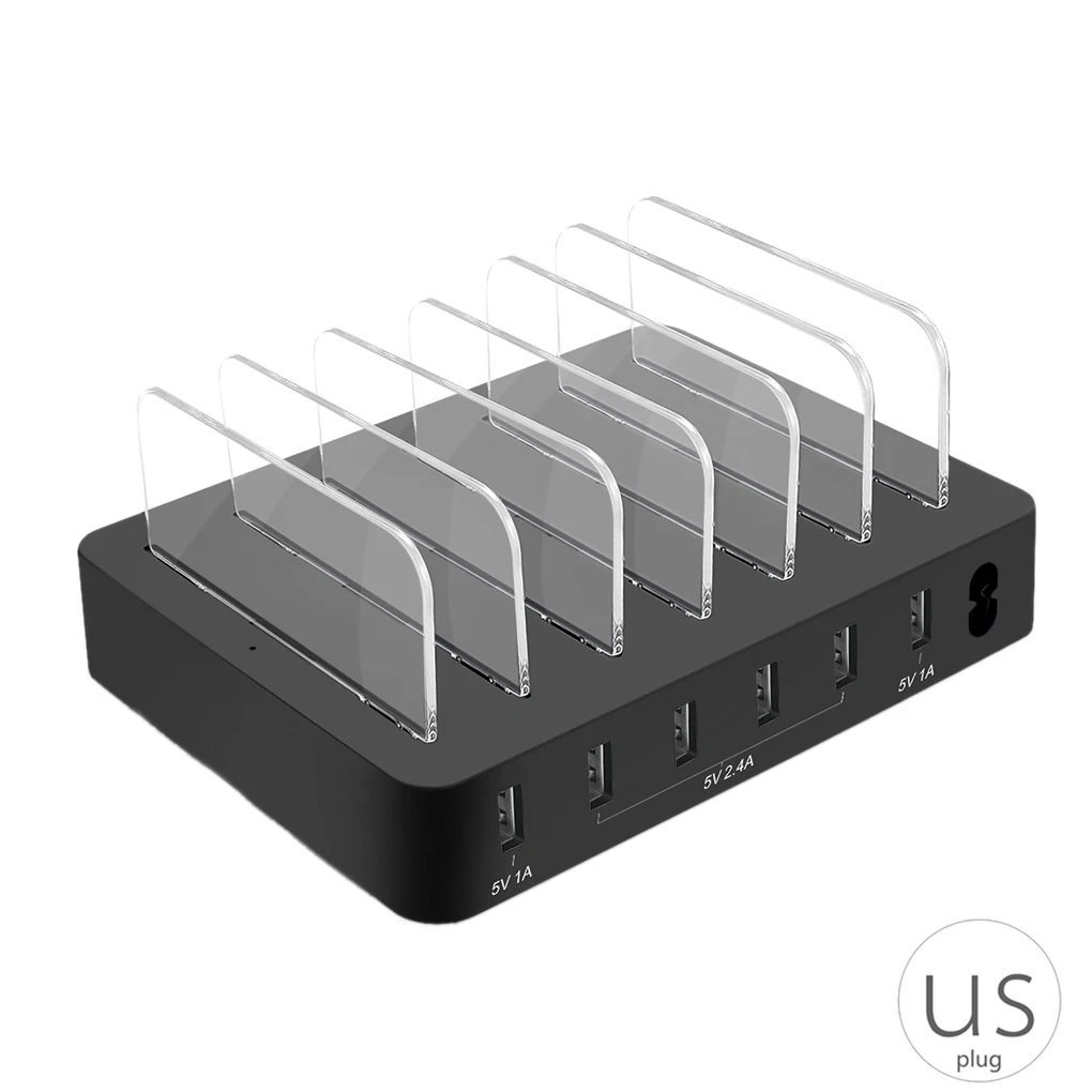 6 منافذ USB 50 W الهاتف المحمول اللوحي الشواحن الذكية حامل هاتف حامل ووتش شحن محول قفص الاتهام 6 منافذ USB 50 W الهاتف المحمول اللوحي الشواحن الذكية حامل هاتف حامل ووتش شحن محول قفص الاتهام