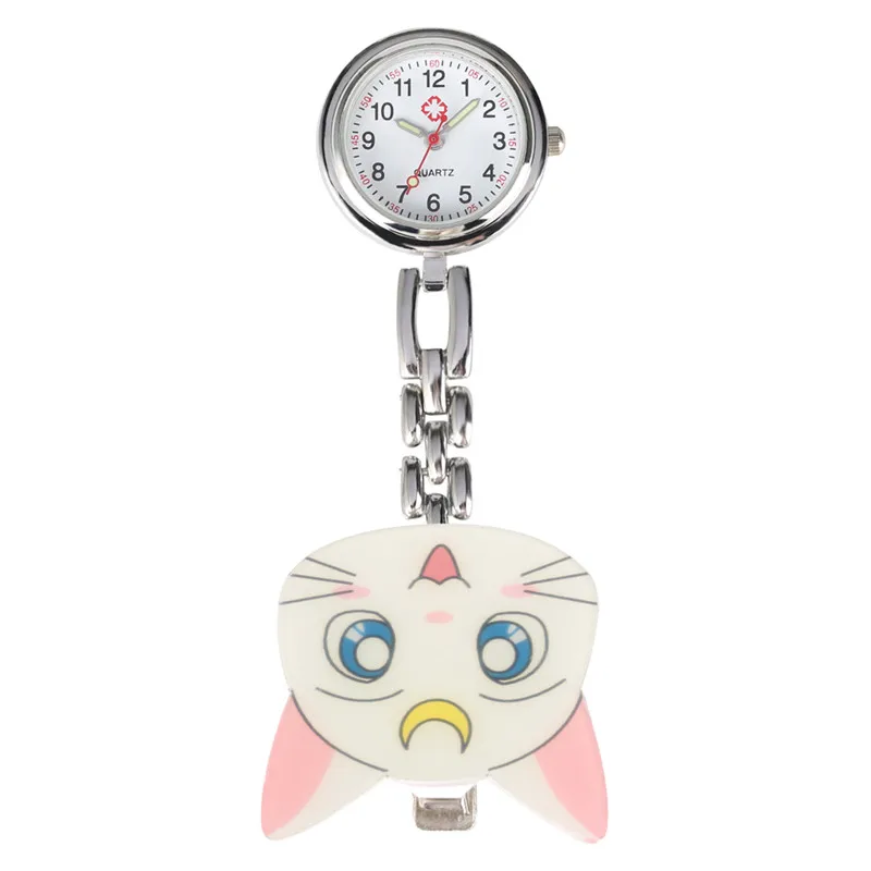 Reloj Mujer мультфильм Леопард украшения "кошки" часы для медсестры для женщин кварцевые карманные часы ретро светящиеся функции кулон часы