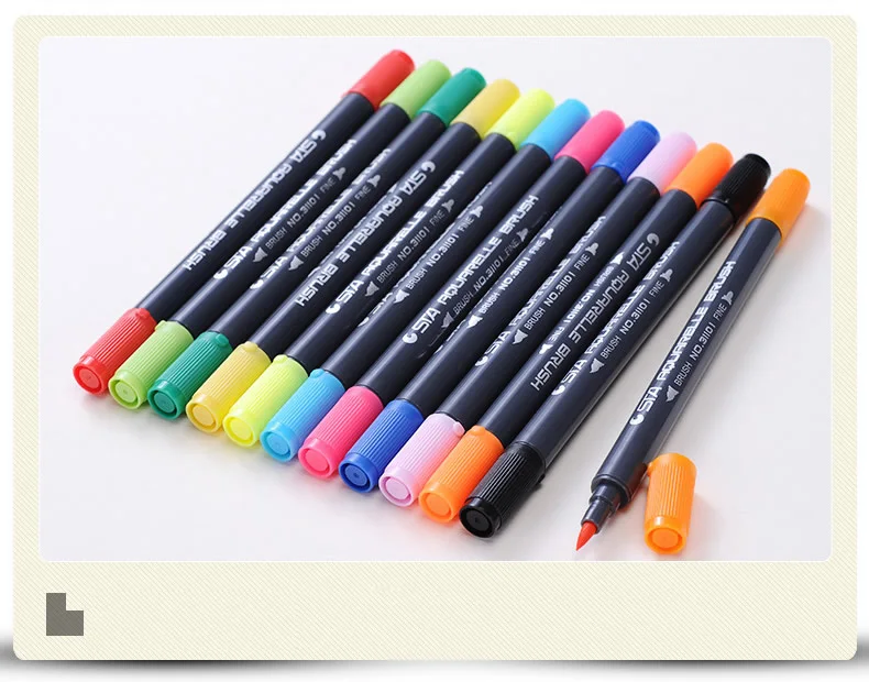 STA 80 цветов, набор маркеров для живописи, двойной наконечник, Fineline, цветная ручка, кисть на водной основе, маркер для рисования цветной книги, Sesign