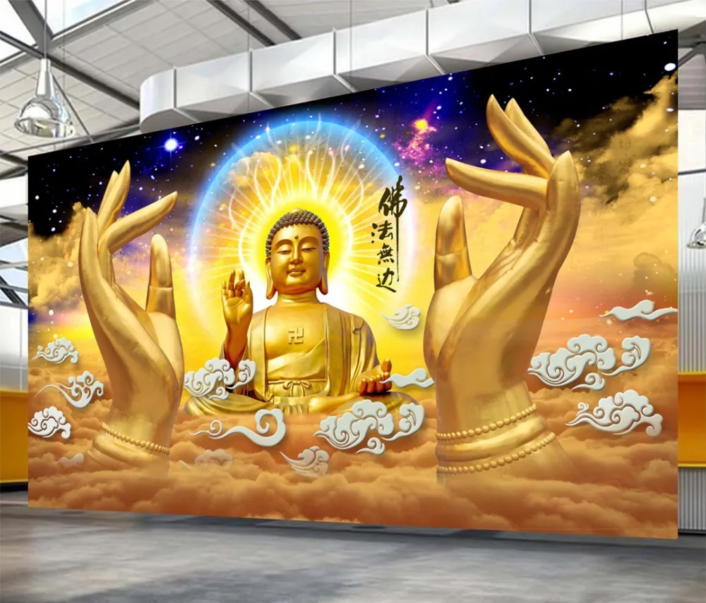 Пользовательские обои любого размера 3d Dharma Infinity Big Day Rana Golden Buddha ручной стерео ТВ