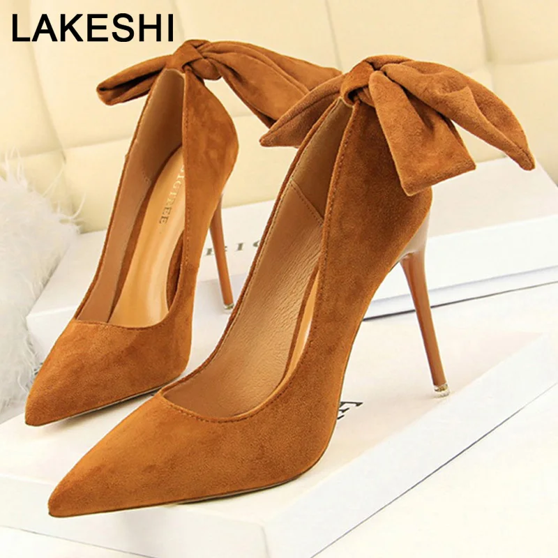 

Women High Heels Shoes Fashion New Women Pumps Suede Bow Sexy Stiletto Women Party Shoes Ladies Shoes Heels