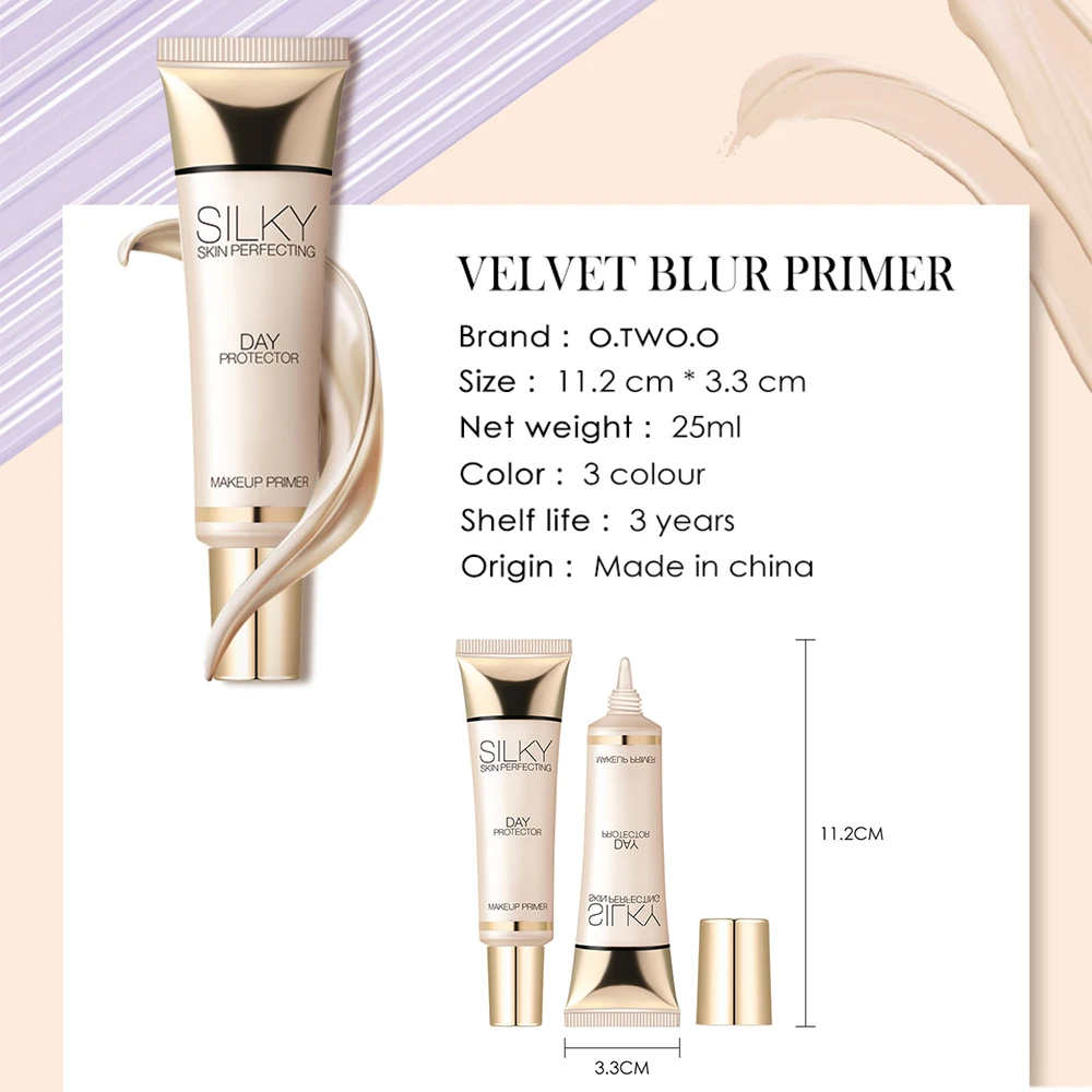 O.TWO.O 25ml Mineral Touch Whitening Primer Concealer Makeup Brighten Face Liquid Foundation Long Lasting Oil Control Cosmetic