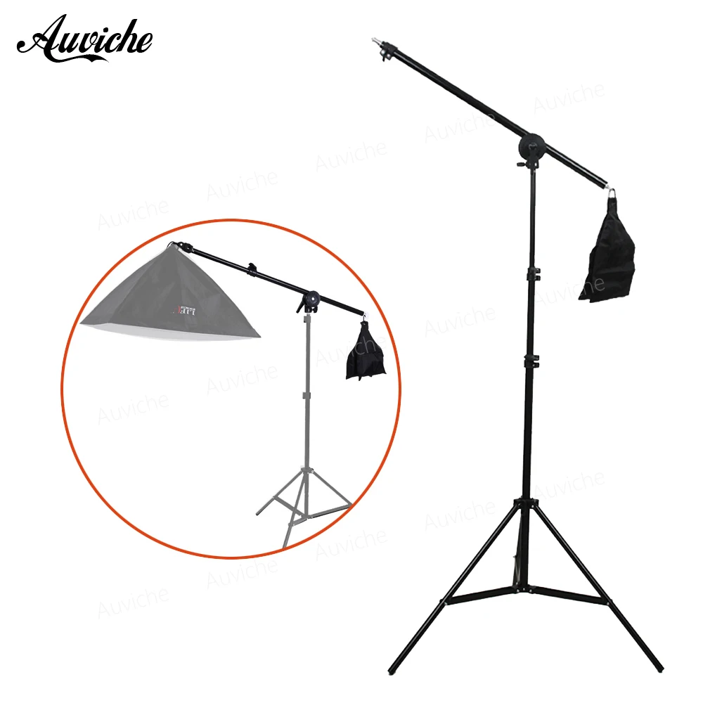 

75-140cm / 30"-55" Studio Photo Telescopic Boom Arm Top Light w/ Sandbag with 2m Light stand for Speedlite / Mini Flash Strobe