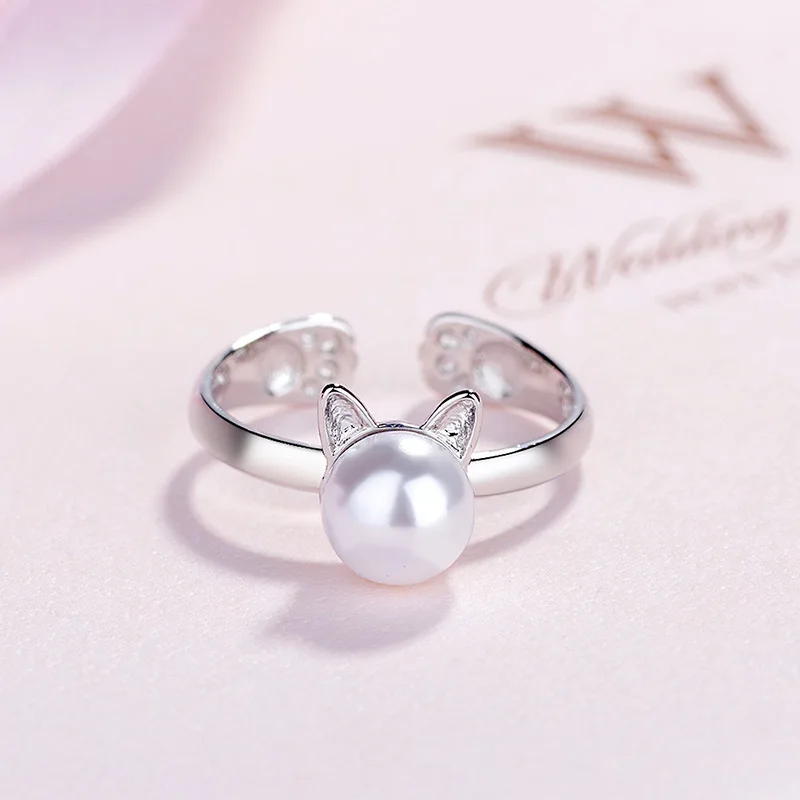 

New Prevent Allergy Sterling-silver-jewelry 925 Sterling Silver Cat Open Rings For Women Handmade Original Fashion Girls