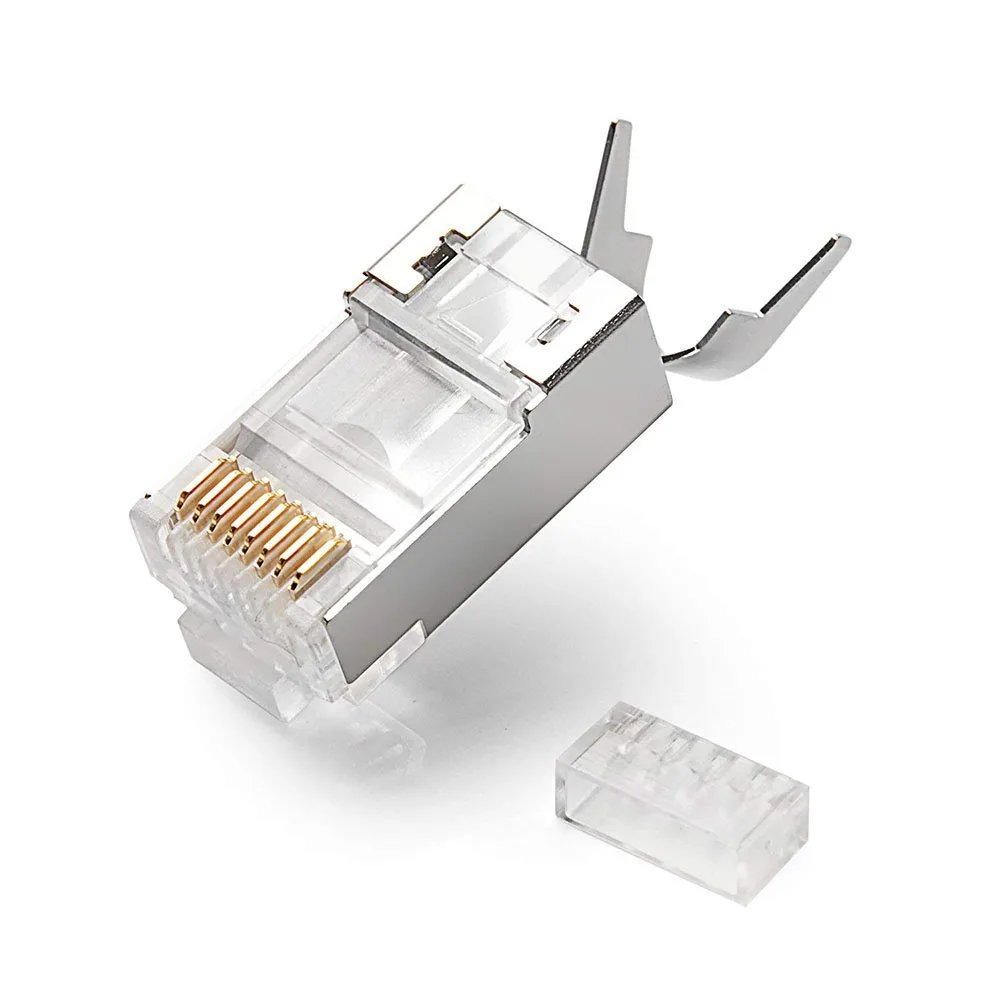 50/100 шт. RJ45 разъем Cat6a Cat7 штекер Экранированный FTP 8P8C сетевые обжимные