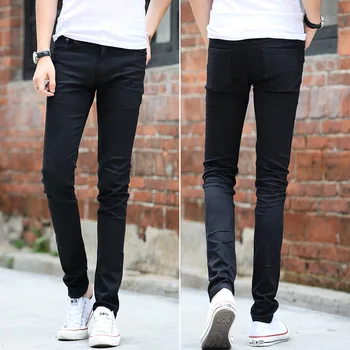 

Slim Solid Jeans Pants Men Pockets Skinny Fashion Denim Trousers Casual Jeans Homme Plus Size