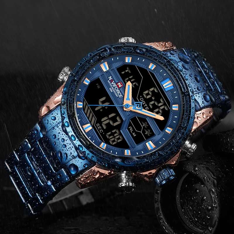  NAVIFORCE Top Brand Men Sports Watches Men's Quartz LED Digital Military Wrist Watch Fashion Full S