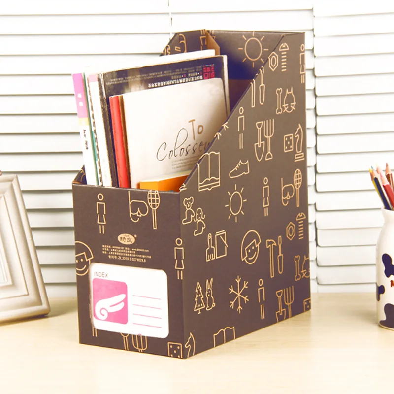 

Kraft Paper Desk Organizer DIY Desktop Storage Box for Files Books Stationery Pen Pencil Holder Makeup Organizer File Box 1PC