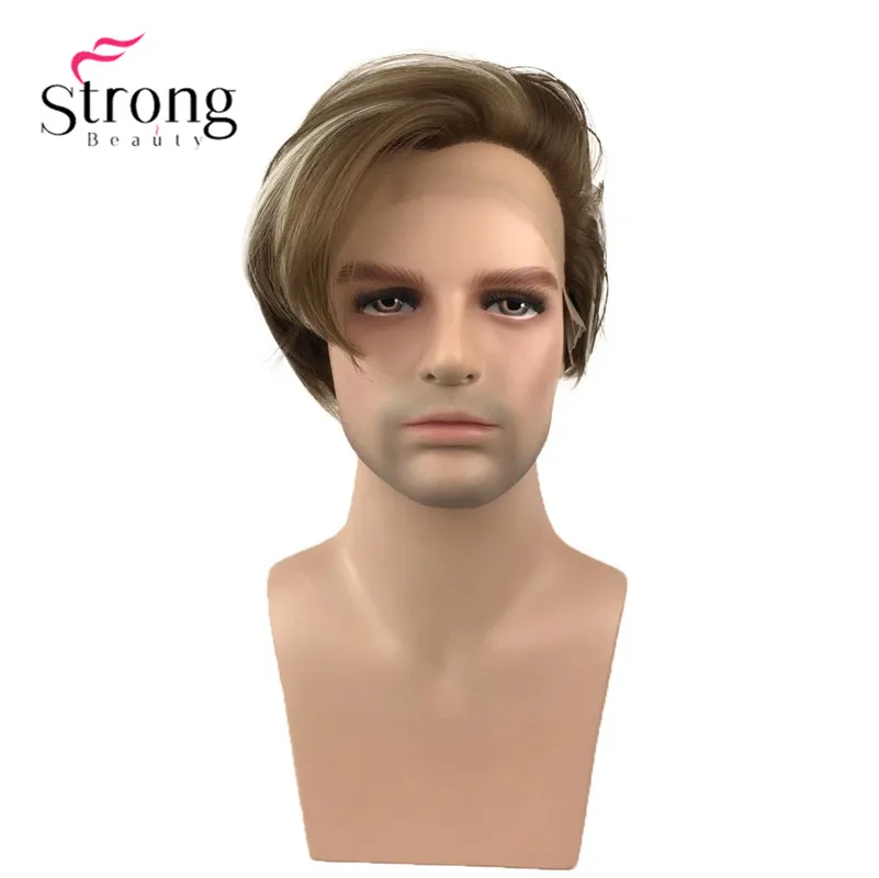 StrongBeauty парик из синтетического кружева коричневый с яркими париками для мужчин