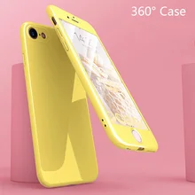 Гладкая Macaron твердая Передняя Задняя крышка 360 чехол для iPhone 8 7 6 6s плюс X 10 ударопрочный полный корпус покрытие чехол + закаленное стекло