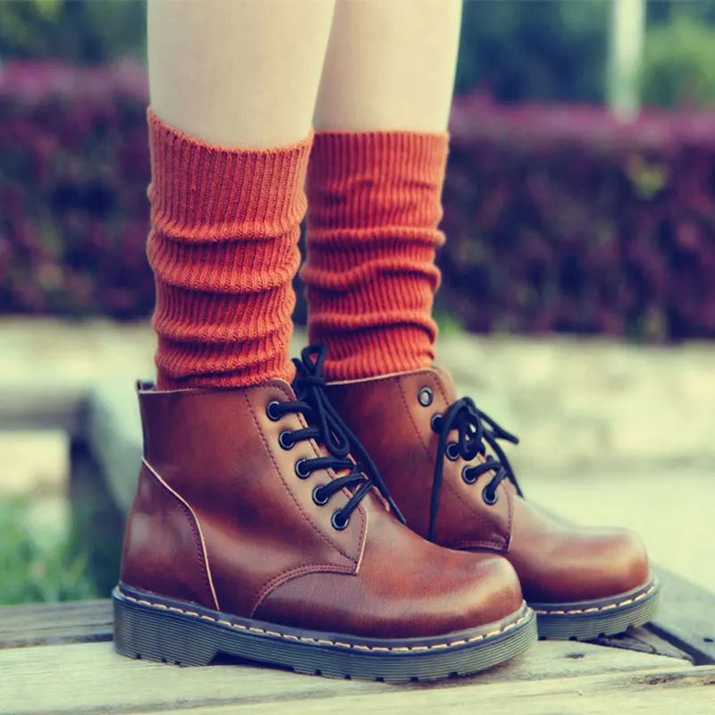 New fashion 4 pairs Vintage solid color knee high boot socks for women/female/girl/lady, winter