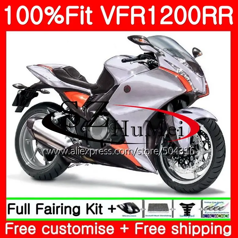 

New silvery Injection For HONDA VFR1200RR VFR 1200 RR 10 11 12 13 111SH8 VFR-1200 VFR 1200RR VFR1200 2010 2011 2012 2013 Fairing