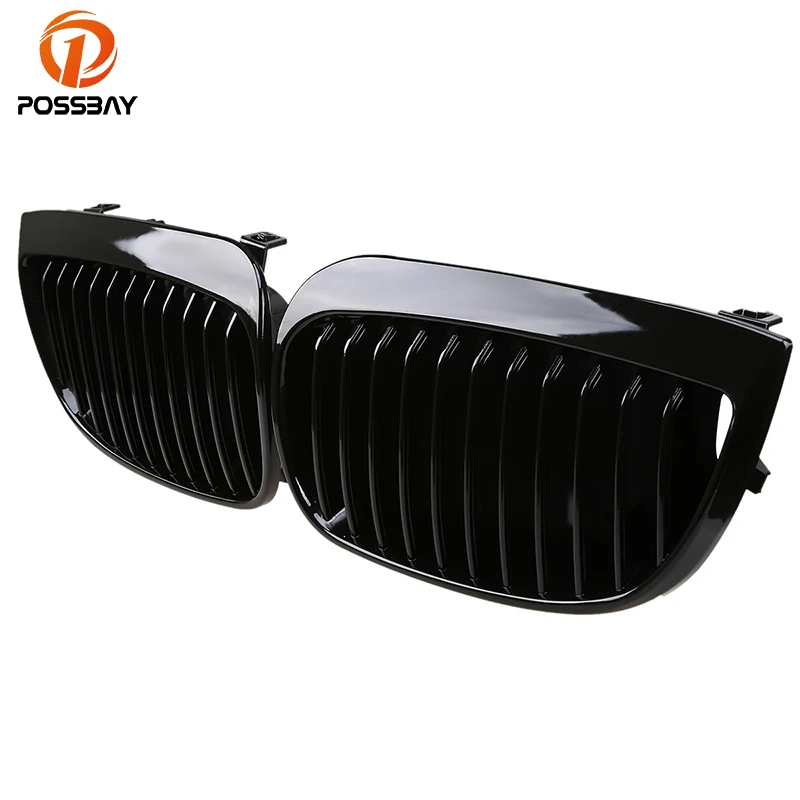 

POSSBAY Front Kidney Grille Grill Gloss Black Racing Grills for BMW 1-Series E87 120i/123d/130i 5-door 2004-2007 Pre-facelift