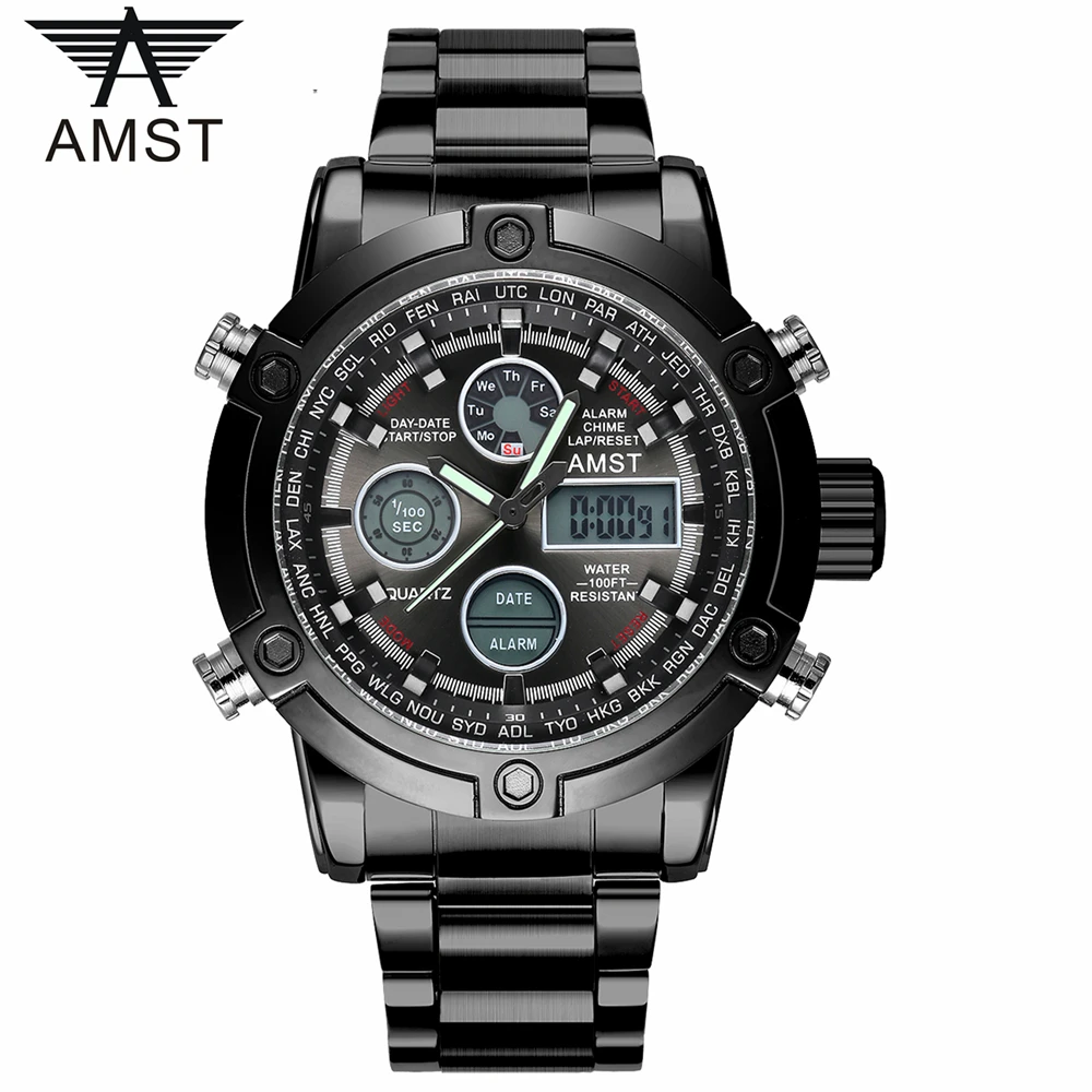 Male Fashion Sport Military Wristwatches 2017 New AMST Watches Men Luxury Brand 5ATM 50m Dive LED Digital Analog Quartz Watches Male Fashion Sport Military Wristwatches 2017 New AMST Watches Men Luxury Brand 5ATM 50m Dive LED Digital Analog Quartz Watches
