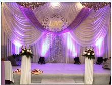 20ft*10ft Wedding backdrop with swags event and party fabric beautiful wedding backdrop curtains including middle sequin