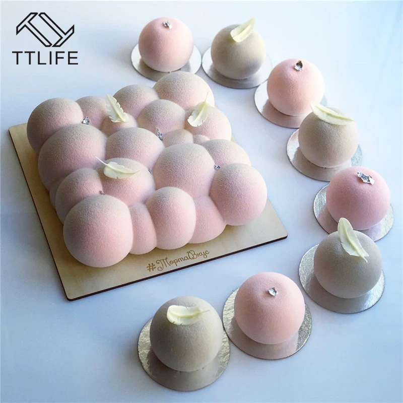 

TTLIFE Round Ball Shape Silicone Mold Pillow Chocolate Mousse Cake Mold Jelly Pudding Confectionery Baking Tools