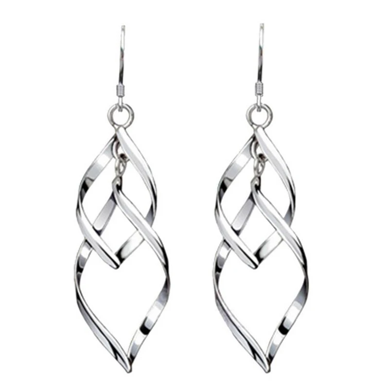 

Authentic 100% 925 Sterling Silver Sparkling Leaves Drop Earrings For Women Fine Jewelry Best Gift 3Y409