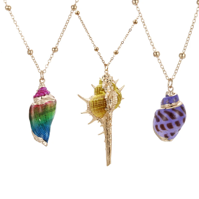 

Trendy Bohemian Style Conch Pendant Collier Necklace for Women Femmer Shell Necklace Summer Beach Unique Gift Necklaces Jewelry