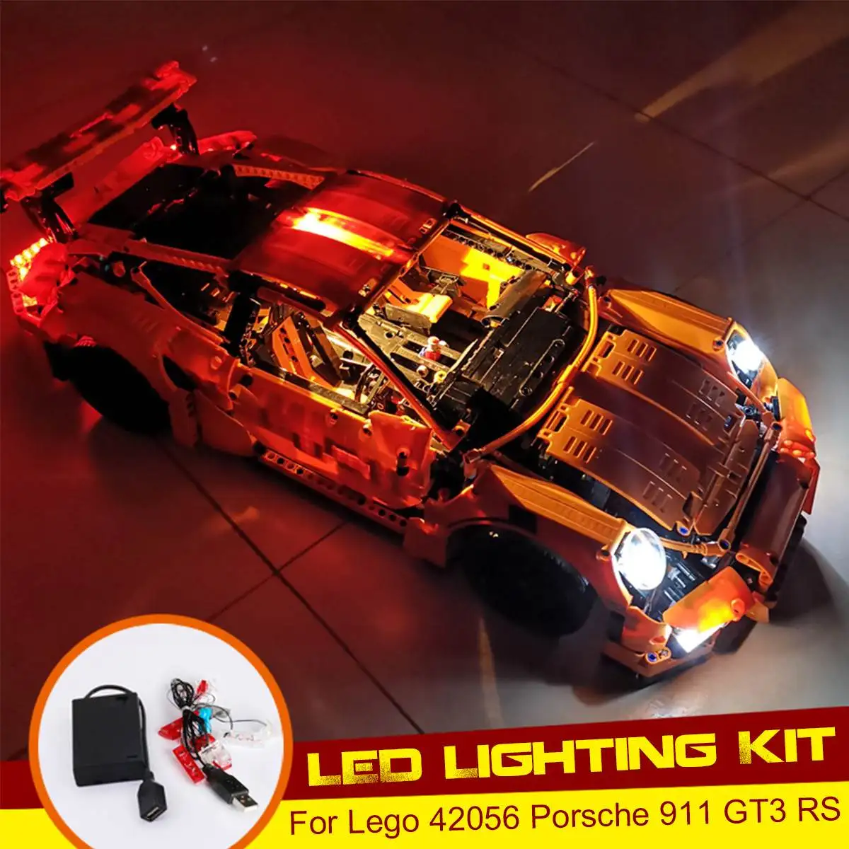 

LED Lighting Kit for Lego for 42056 for Porsche 911 GT3 RS Toy Bricks Car Lighting Parts Powered by USB ( Model Not Included )