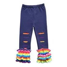 С оборками и Леггинсы для женщин Штаны для маленьких девочек дети Трехместный штаны с оборками для малышей 16 видов цветов