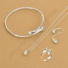 Высокое качество, 925 пробы, Серебряный Гладкий блестящий браслет, серьги, ожерелье, кольцо, ювелирные наборы, для невесты, для женщин