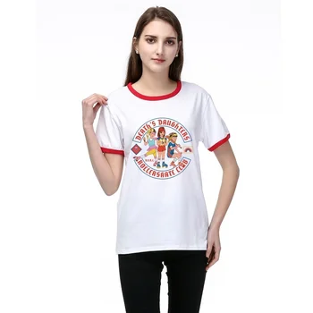 

sunfiz YF Ringer Tshirt Deaths Daughters Rollerskate Club Women Ringer T-Shirt Vintage Fashion Cute Printed Tee