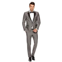 Terno Para Casamento 2016 New Custom Made Fashionable Silver Mens Slim Fit Tuxedo Bridegroom Wedding Suits Formal Party Suits